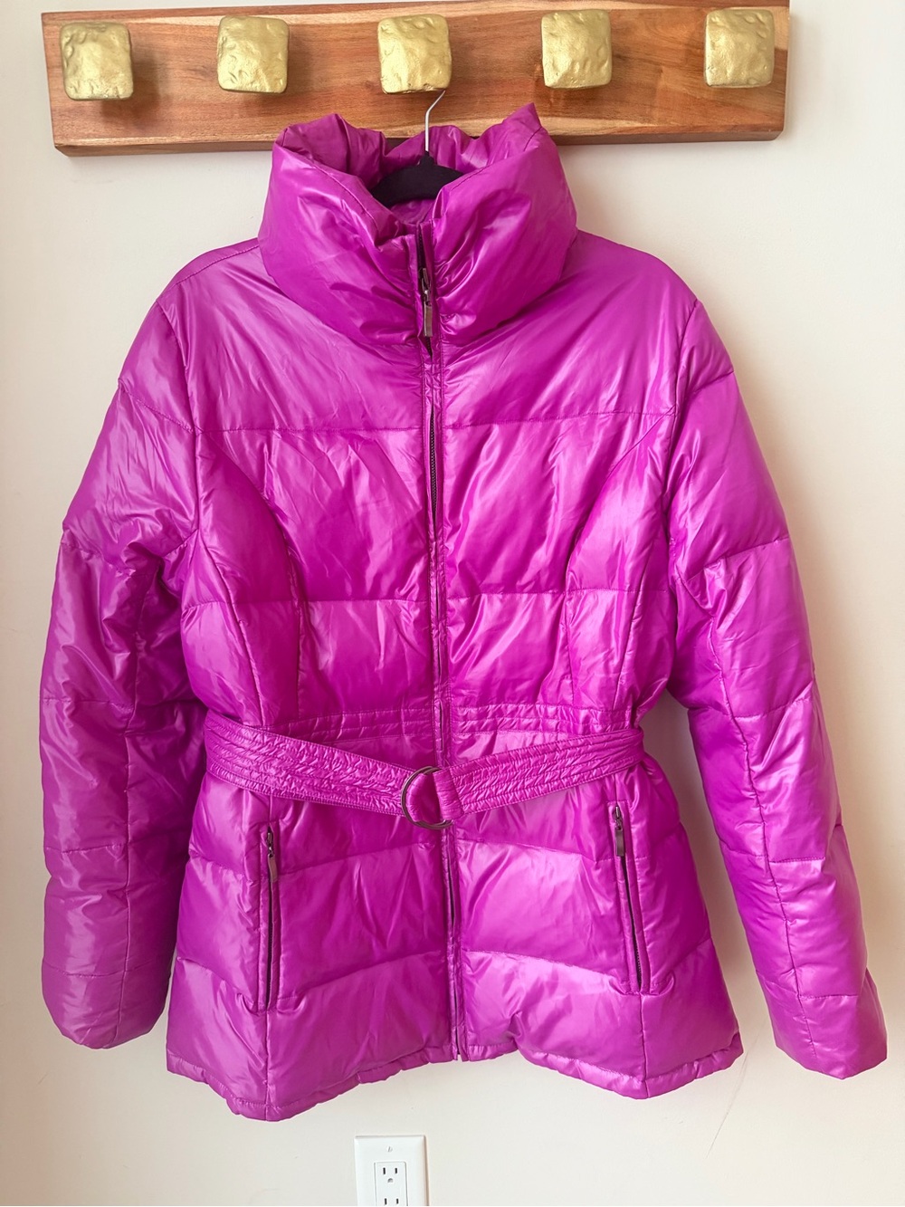 Y2K JACOB Magenta Pink Belted Puffer Jacket • Barbiecore Fall Coat